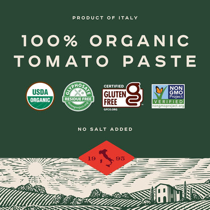 Bionaturae Organic Tomato Paste - No Added Salt Sugar Free Concentrate for Family Meals and Toddler Friendly Cooking, 7 Oz