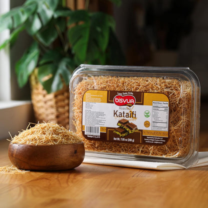 BISVUA Premium Roasted Kataifi 200g – Luxury Golden Shredded Phyllo Dough for Elegant Dubai Chocolate Bars & Pistachio Desserts