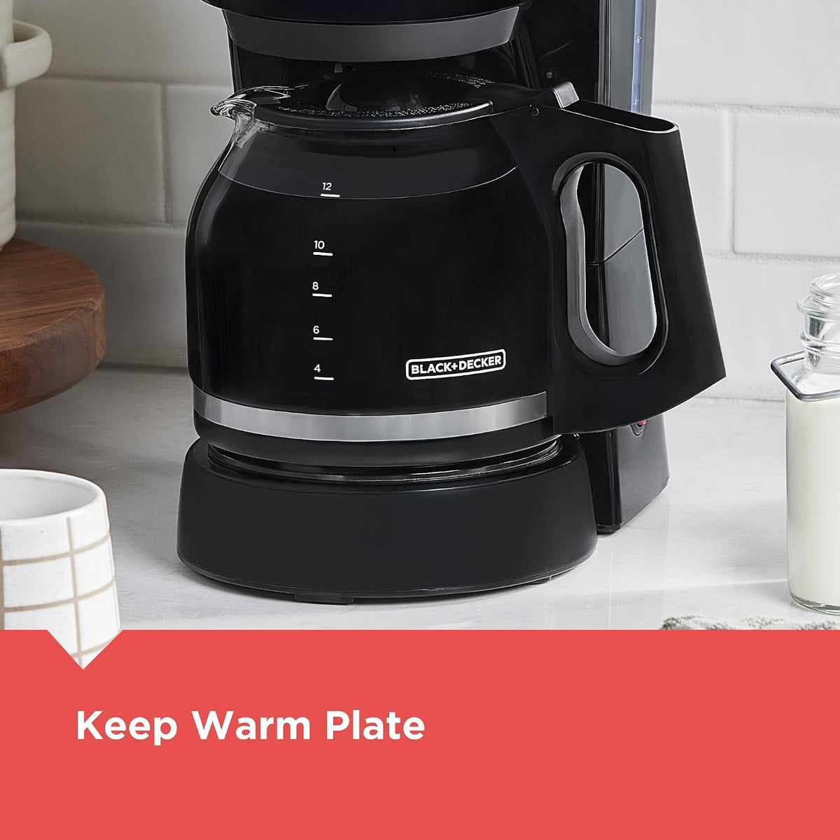 BLACK+DECKER 12-Cup Coffee Maker in Matte Black, Minimalist Countertop Design for Uncluttered Kitchens and Intentional Homes