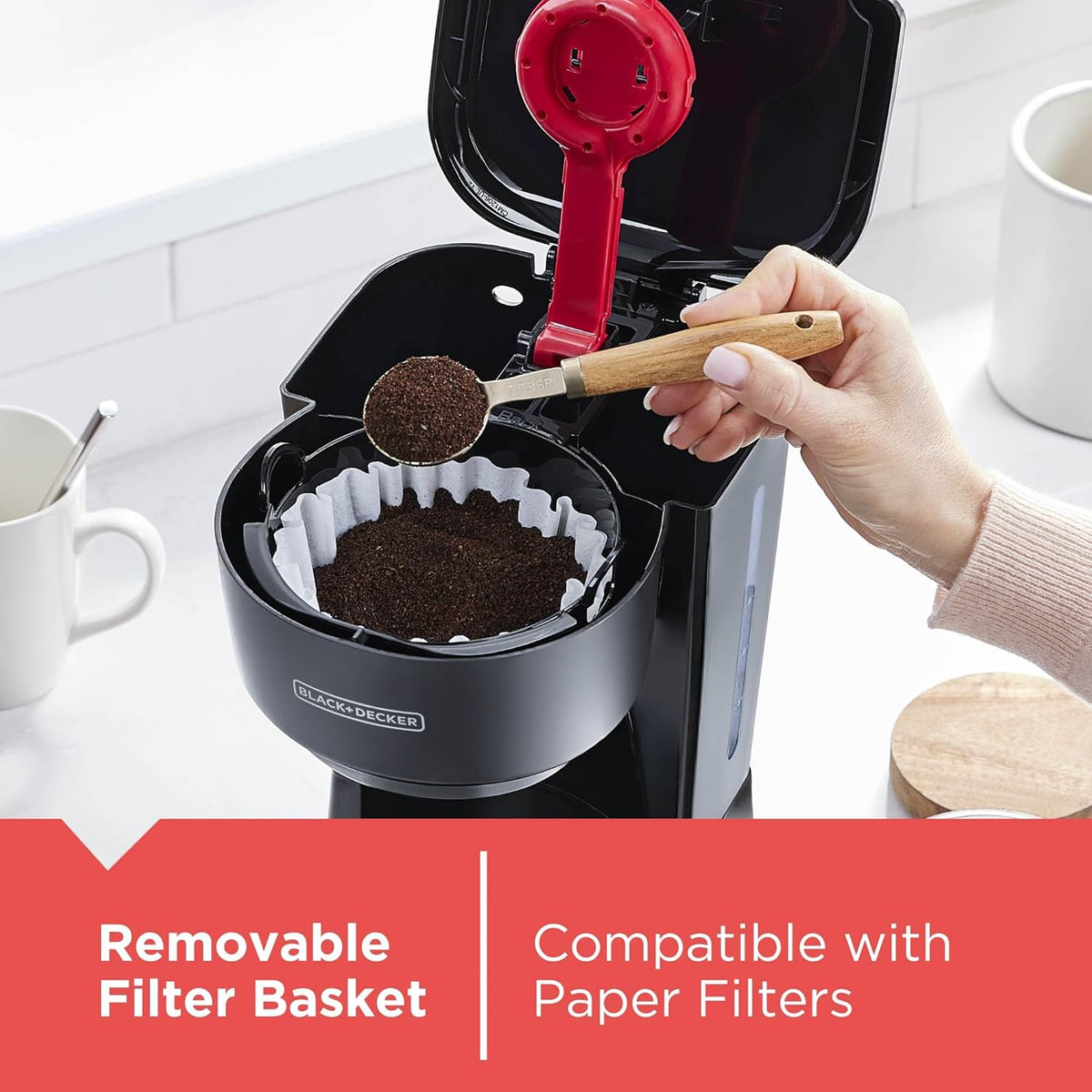 BLACK+DECKER 12-Cup Coffee Maker in Matte Black, Minimalist Countertop Design for Uncluttered Kitchens and Intentional Homes