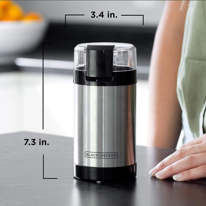 BLACK+DECKER One-Touch Coffee & Spice Grinder – Thoughtful Housewarming Gift for New Homeowners, Stainless Steel