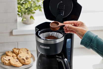 BLACK+DECKER Vortex Brewing Coffee Maker in Black or White Finish, Streamlined 12-Cup Drip Brewer for Simple Kitchens