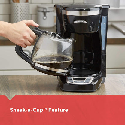 BLACK+DECKER Vortex Brewing Coffee Maker in Black or White Finish, Streamlined 12-Cup Drip Brewer for Simple Kitchens