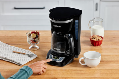 BLACK+DECKER Vortex Brewing Coffee Maker in Black or White Finish, Streamlined 12-Cup Drip Brewer for Simple Kitchens
