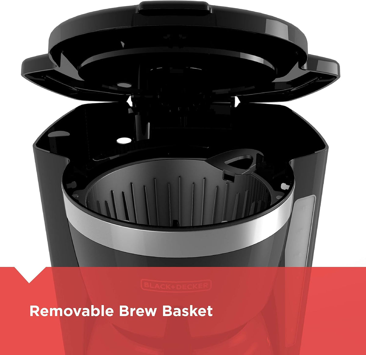 BLACK+DECKER Vortex Brewing Coffee Maker in Black or White Finish, Streamlined 12-Cup Drip Brewer for Simple Kitchens