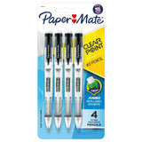Paper Mate Clearpoint Mechanical Pencils 0.7mm HB #2 Minimalist Desk Essential, Clean Black Barrel for Uncluttered Workstations, 4 Count