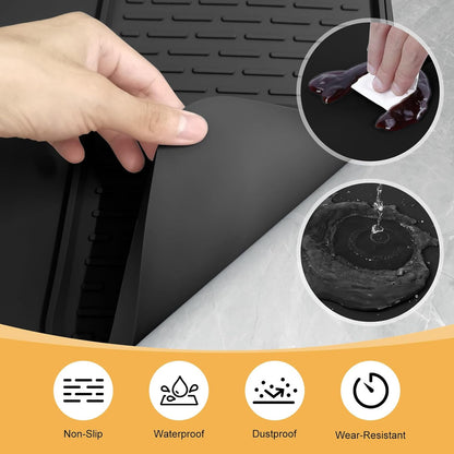 Black Silicone Coffee Bar Mat 24x16 – Birthday Gift for Mom and Her with Built-In Drain Insert for Easy Brewing