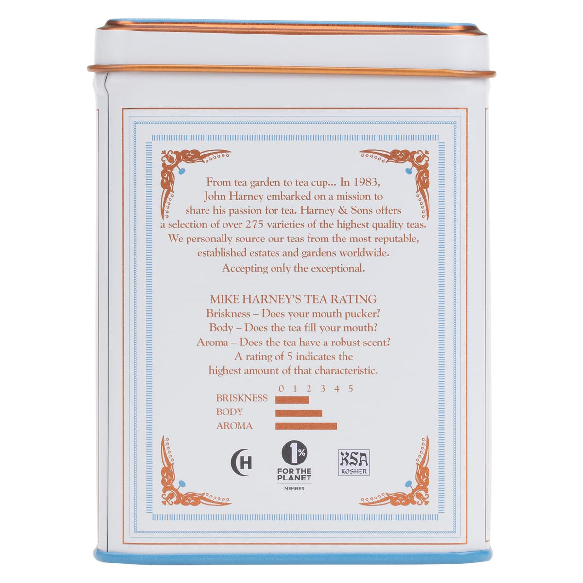 blend of black tea, white tea (silver tips), and natural bergamot oil