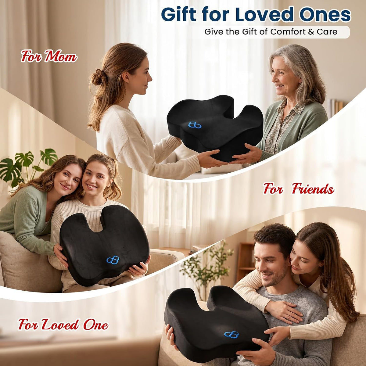 BlissTrends Memory Foam Seat Cushion – Thoughtful Care Package Gift for Mom with Sciatica and Long Workdays