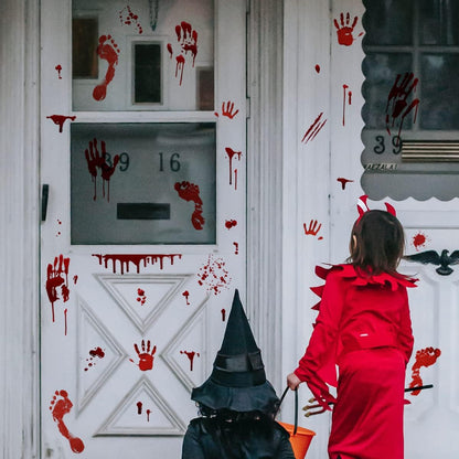 BloodyHome Family-Friendly Bloody Handprint Stickers – Safe, Removable Wall & Window Decor for Kids Bedroom & Playroom Halloween