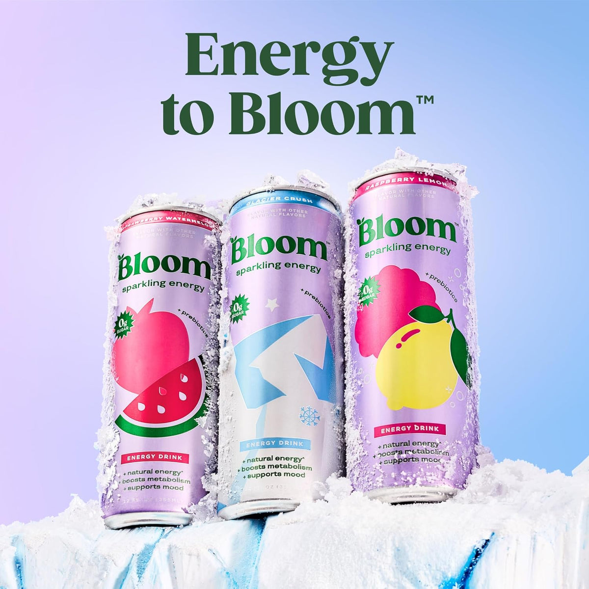 Bloom Nutrition Sparkling Energy Drink - Travel Cooler Companion for Road Trips and Commutes, 12oz Portable Pack