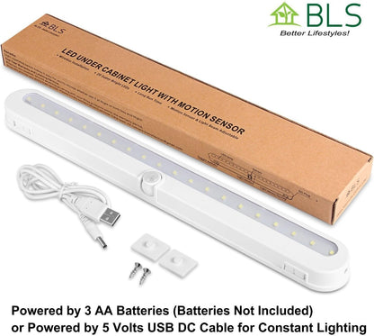 BLS T01L Motion Sensor Light – Wire-Free Stairway Night Light for Elderly Fall Prevention, 20-LED Closet Lighting