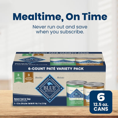 Blue Buffalo Homestyle Wet Dog Food Paté – Housewarming or Holiday Gift for the Devoted Dog Owner, 6 x 12.5-oz Cans
