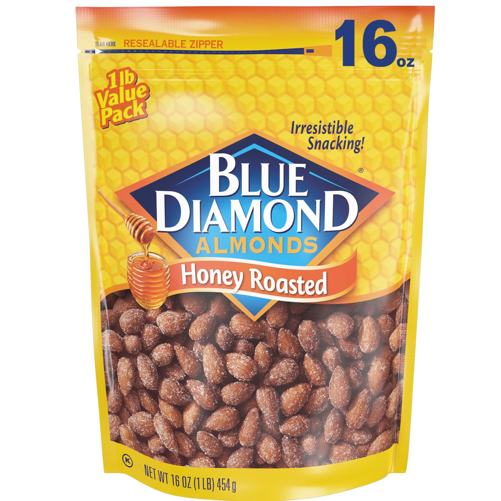 Blue Diamond Almonds Honey Roasted Snack Almonds – Sustained Energy Desk Snack for Home Office Focus