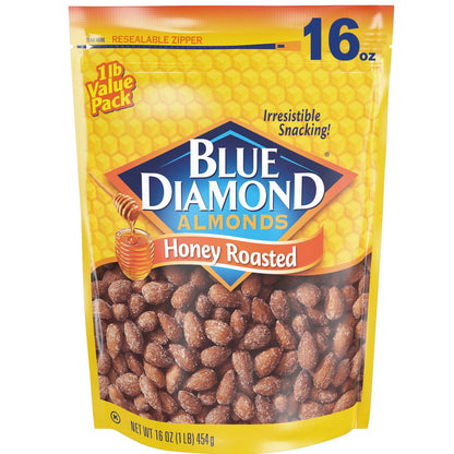 Blue Diamond Almonds Honey Roasted Snack Almonds – Sustained Energy Desk Snack for Home Office Focus