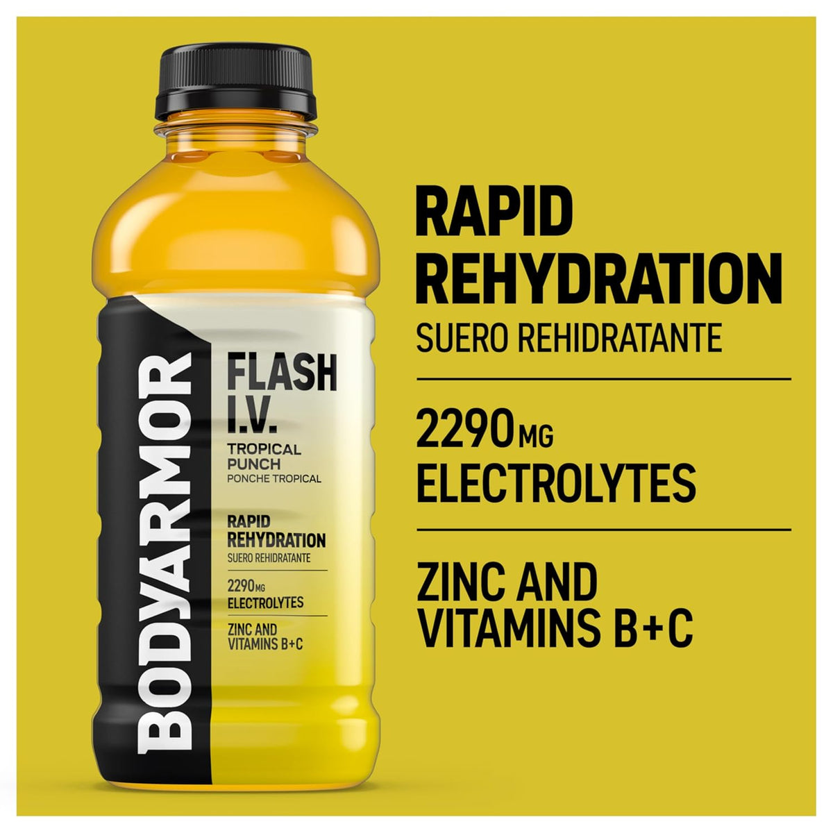 BODYARMOR Flash I.V. Electrolyte Beverage – Family Hydration for Practice and Game Days, No Artificial Dyes Drink 20 Fl Oz 12-Pack