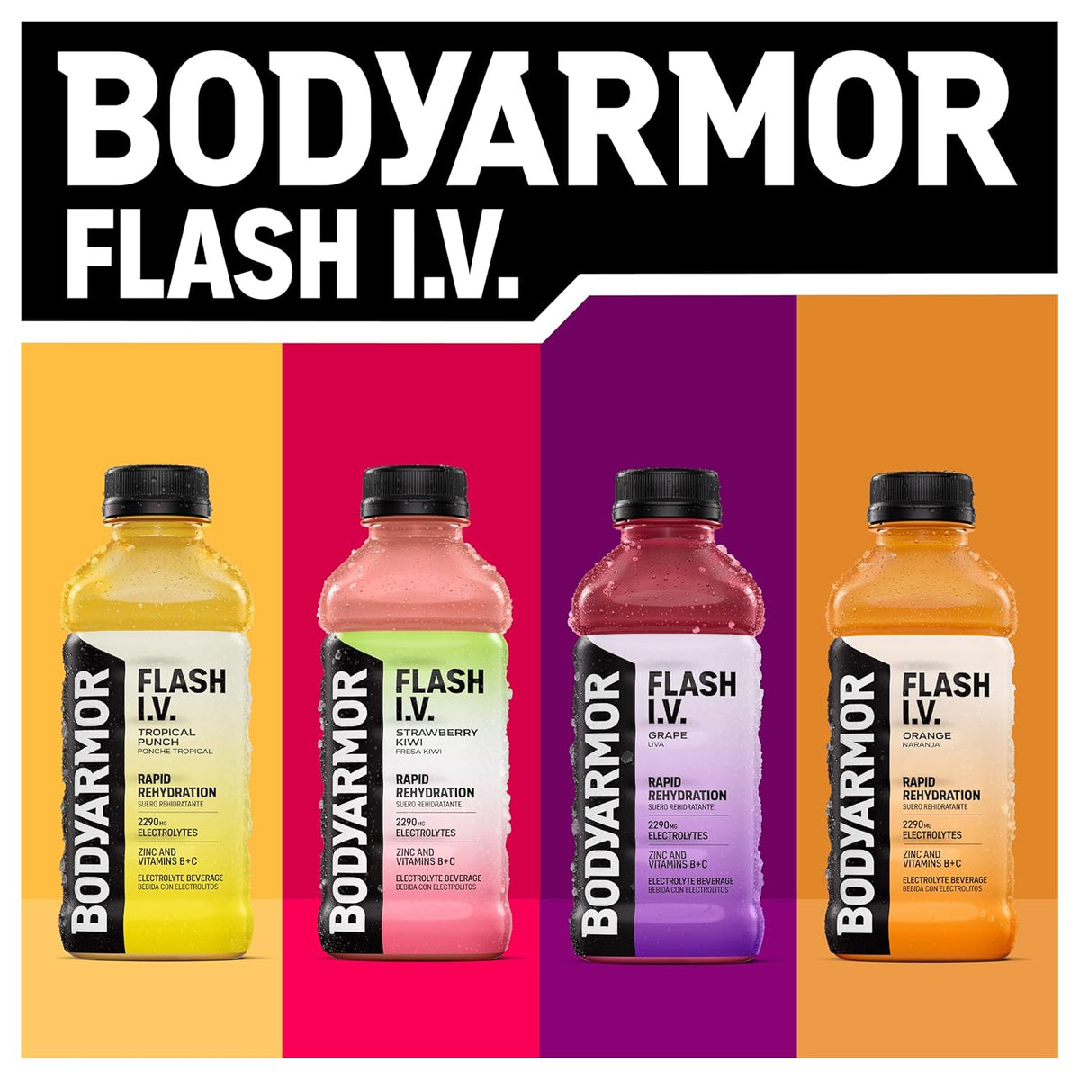 BODYARMOR Flash I.V. Electrolyte Beverage – Family Hydration for Practice and Game Days, No Artificial Dyes Drink 20 Fl Oz 12-Pack