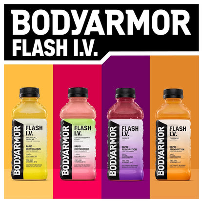 BODYARMOR Flash I.V. Electrolyte Beverage – Family Hydration for Practice and Game Days, No Artificial Dyes Drink 20 Fl Oz 12-Pack