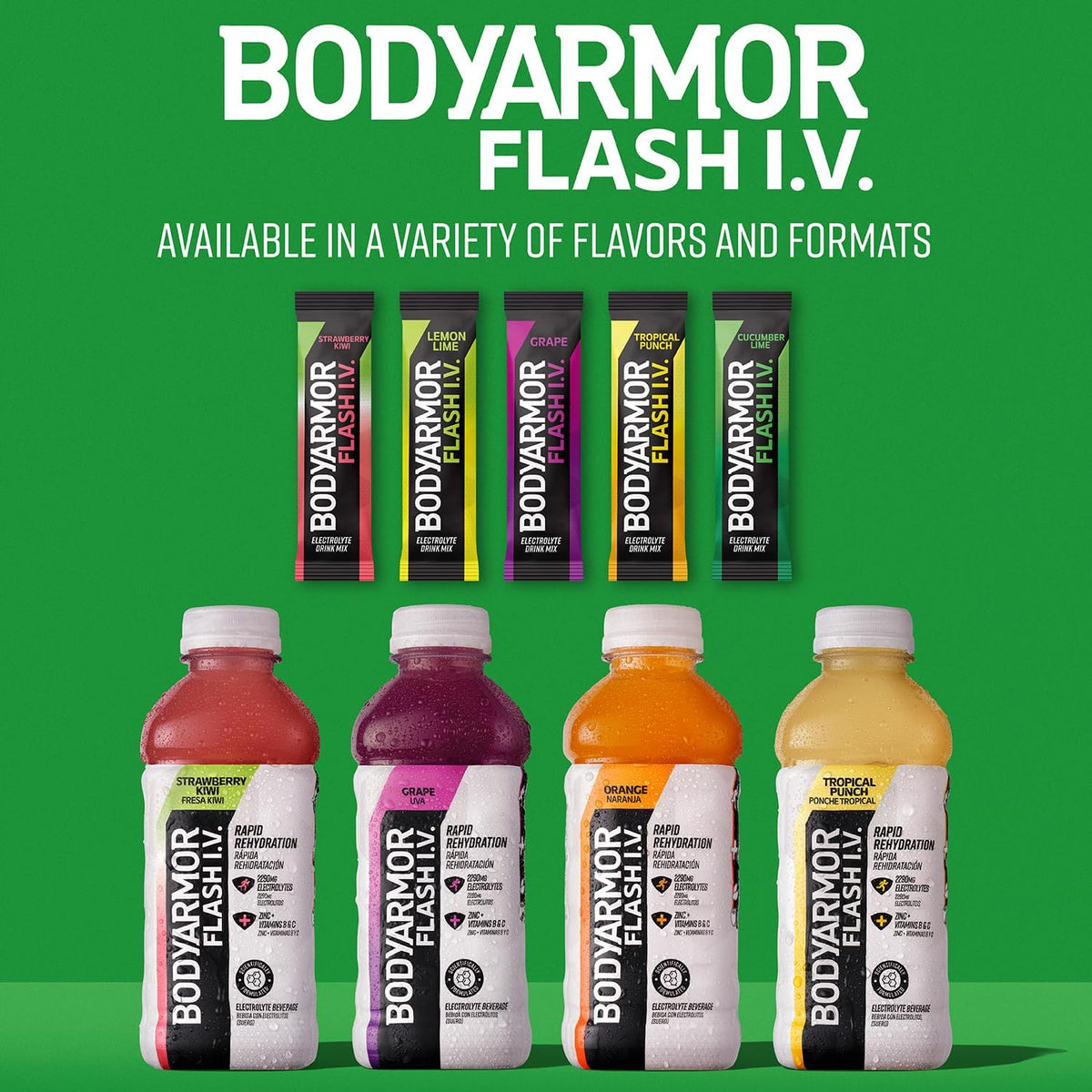 BODYARMOR Flash IV Electrolyte Packets – Daily Wellness Hydration for Clean-Energy Lifestyles, Zero Sugar Vitamin Boost