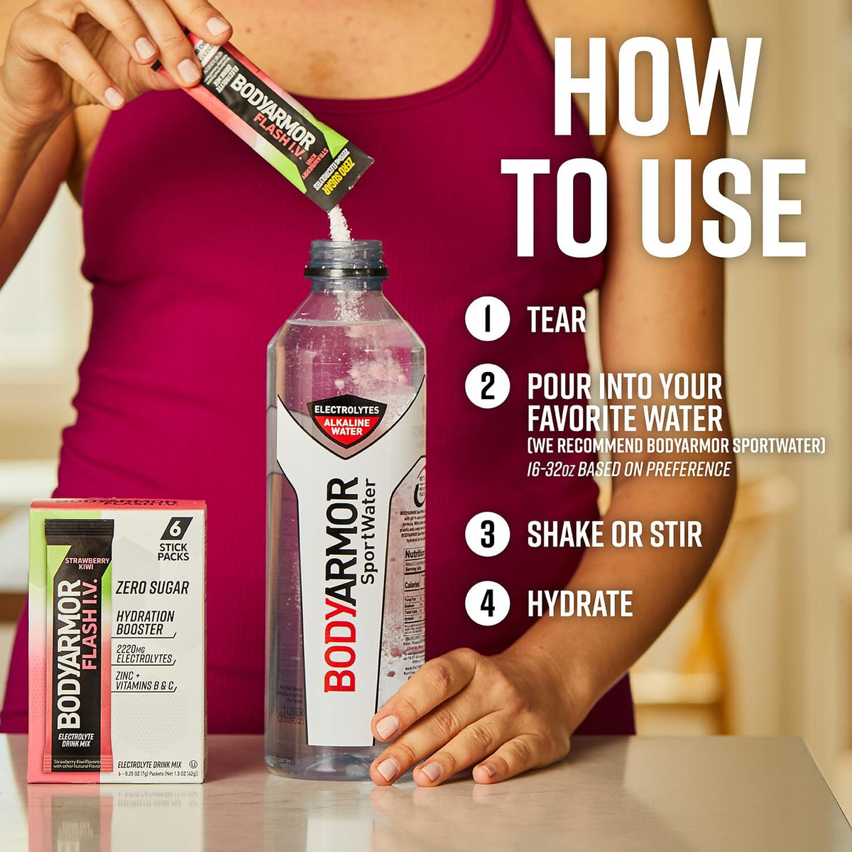 BODYARMOR Flash IV Electrolyte Packets – Daily Wellness Hydration for Clean-Energy Lifestyles, Zero Sugar Vitamin Boost