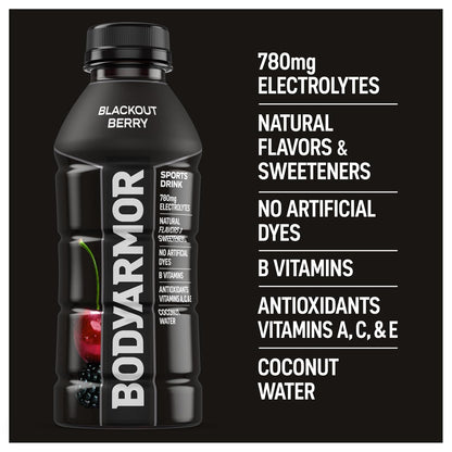 BODYARMOR Sports Drink Blackout Berry – Family Hydration Pack for Active Teens and Youth Sports Events