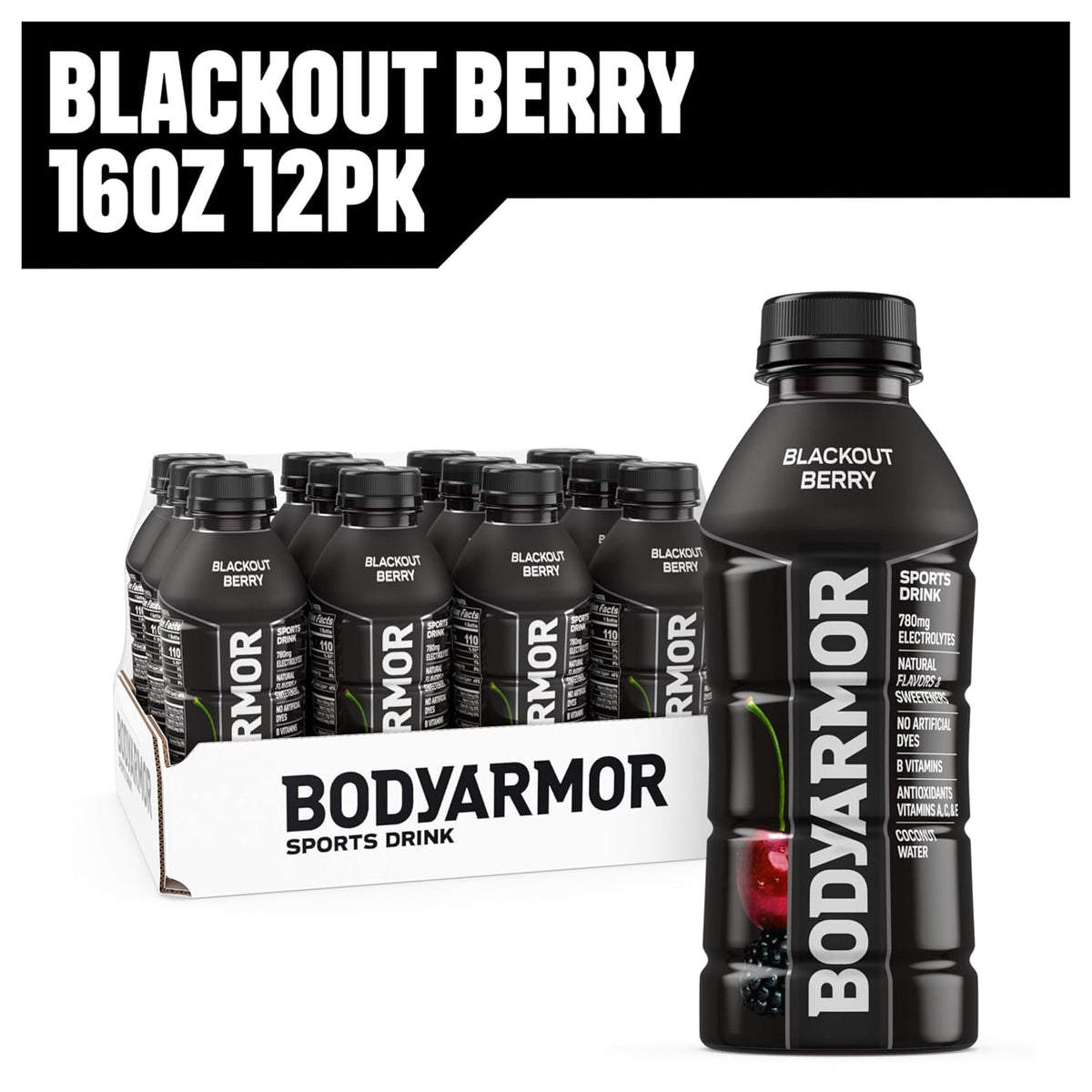 BODYARMOR Sports Drink Blackout Berry – Family Hydration Pack for Active Teens and Youth Sports Events