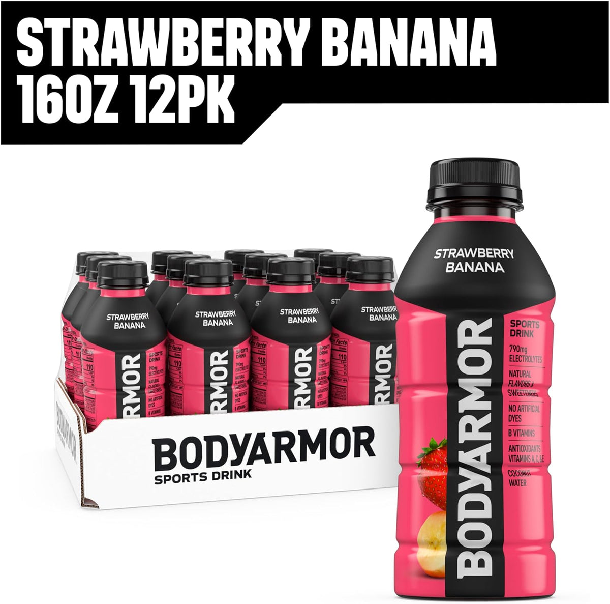 BODYARMOR Sports Drink Strawberry Banana – Better-For-You Hydration for Teen Athletes and Youth League Practices