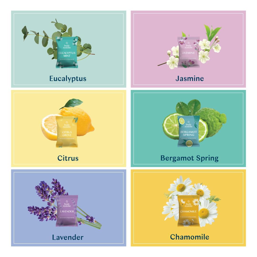 BodyRestore Shower Steamers Aromatherapy – Pre-Bedtime Aromatherapy Routine for Restless Sleepers, 15 Pack Natural Essential Oils