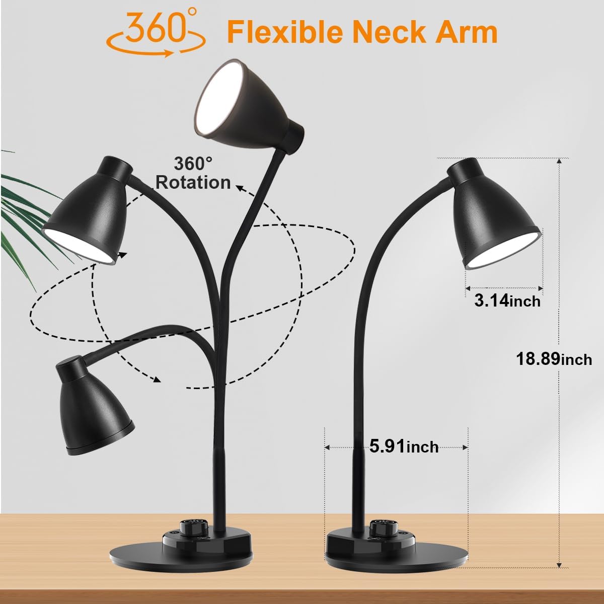BOHON LED Desk Lamp – Home Office Task Light with USB Charging and Auto-Dimming for Long Work Sessions