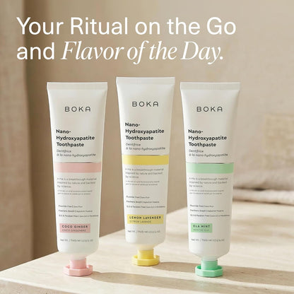 Boka Fluoride Free Toothpaste 1.3 oz Travel Tubes – TSA Friendly n-Ha Oral Care for Camping and Hotel Stays