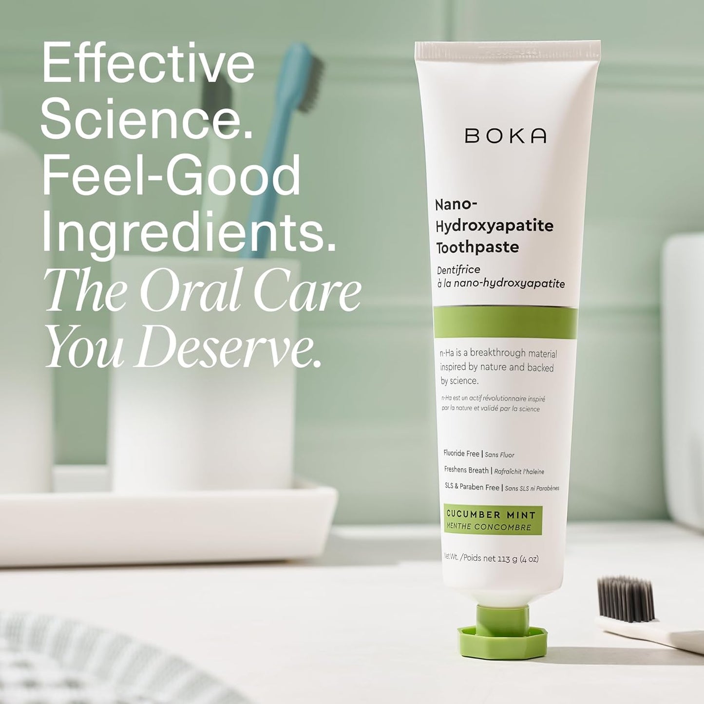 Boka Fluoride Free Toothpaste – Mindful Oral Care Ritual for the Wellness Bathroom, Nano Hydroxyapatite Daily Brushing