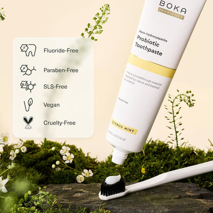 Boka Fluoride Free Toothpaste with Nano Hydroxyapatite – Mindful Morning Ritual for a Balanced Oral Microbiome