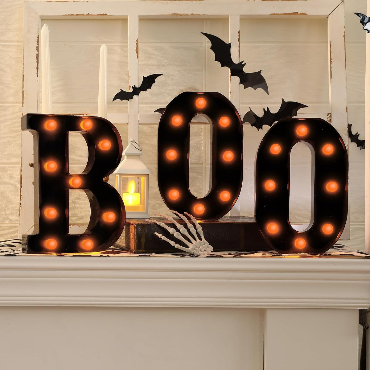 BOO Light Up Halloween Sign – Portable Entryway Accent for Outdoor Parties and Yard Displays