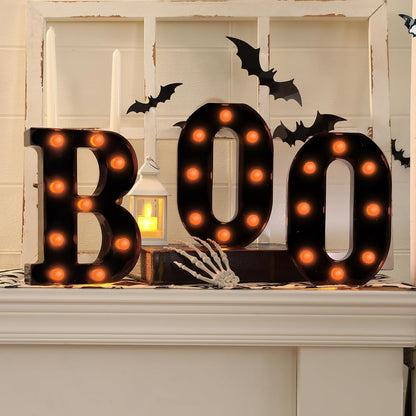 BOO Light Up Halloween Sign – Portable Entryway Accent for Outdoor Parties and Yard Displays