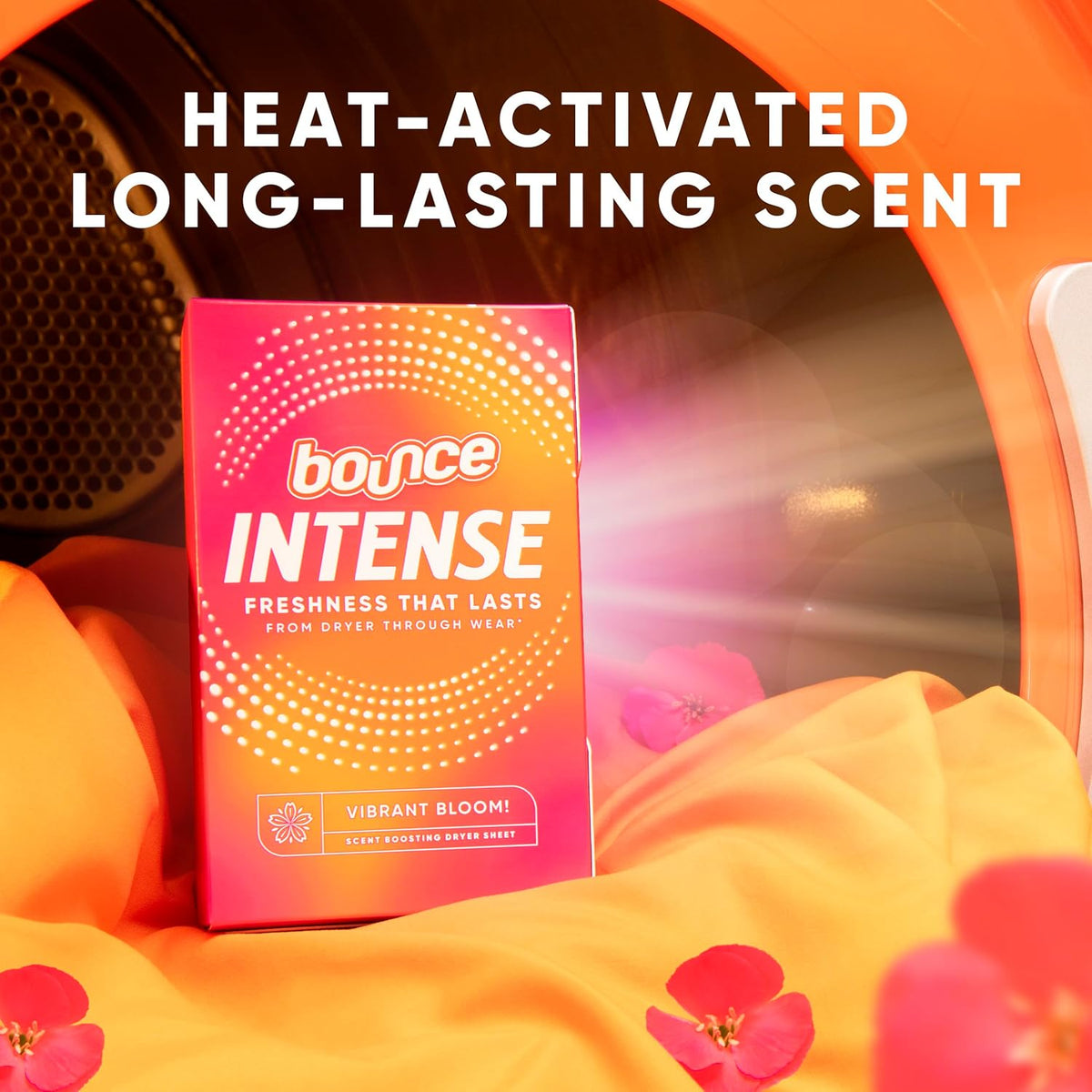 Bounce Intense Dryer Sheets Vibrant Bloom 60 Count Aromatherapy Laundry Sheets for Self Care Wind Down Routines
