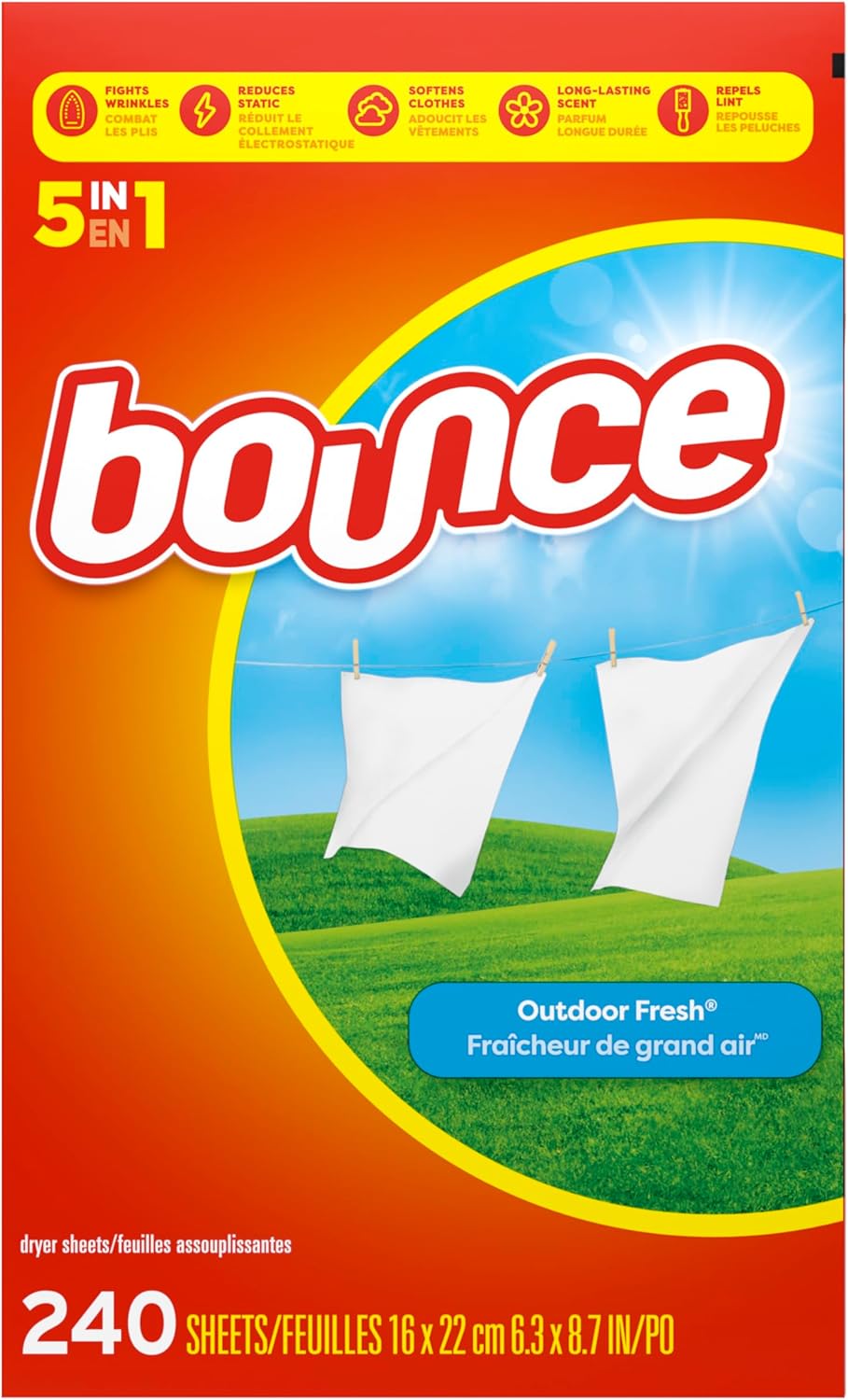 Bounce Outdoor Fresh Dryer Sheets for Camping and Travel Laundry, Portable Softening on the Go, 120 Count
