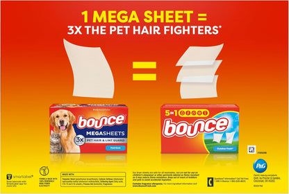 Bounce Perfume-Free Dryer Sheets for Baby Clothing and Nursery Linens, Hypoallergenic Care