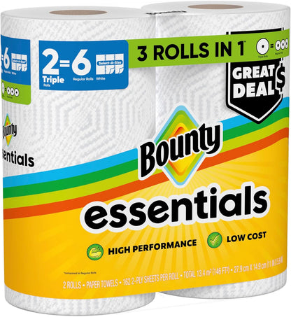 Bounty Essentials Select-A-Size Paper Towels – Fast Spill Response for Work-from-Home Desks, 6 Pack