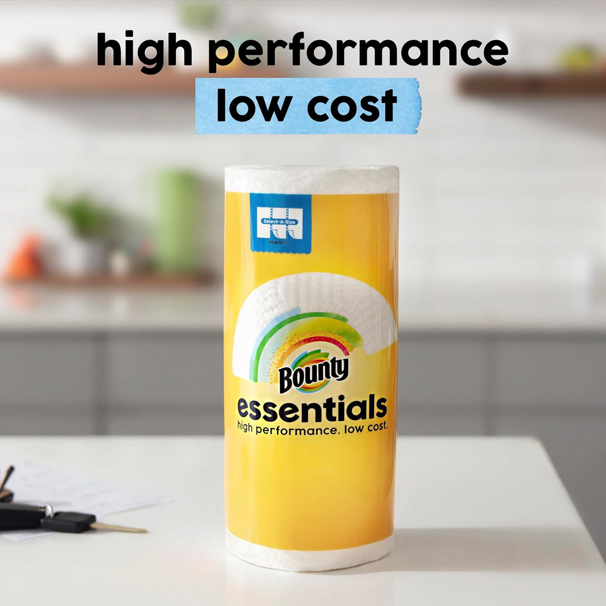 Bounty Essentials Select-A-Size Paper Towels – Fast Spill Response for Work-from-Home Desks, 6 Pack