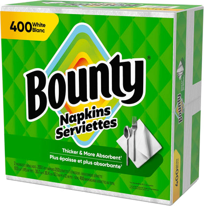 Bounty Paper Napkins White 400 Sheets – Sturdy Picnic Napkins for Tailgates and Park Lunches