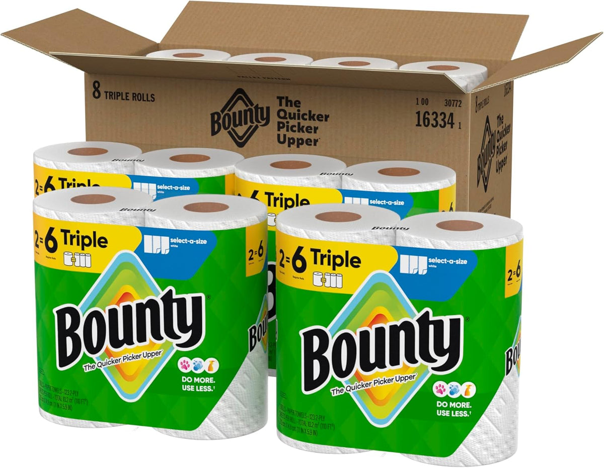 Bounty Select-A-Size Paper Towels for Playroom Craft Projects, Quick Mess Wipe-Ups During Coloring and Glue Activities