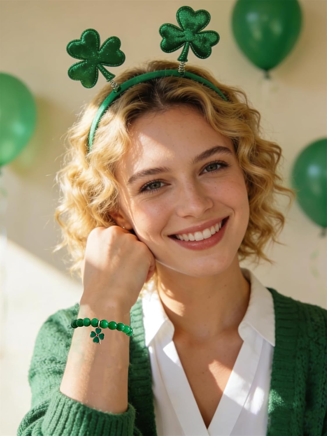 Bovemee Four-Leaf Clover Bracelet – Thoughtful Valentine's Day Gift for Her, Stretch Lucky Charm Jewelry
