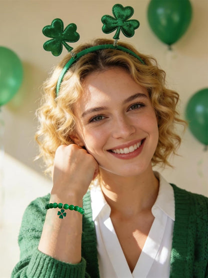 Bovemee Four-Leaf Clover Bracelet – Thoughtful Valentine's Day Gift for Her, Stretch Lucky Charm Jewelry