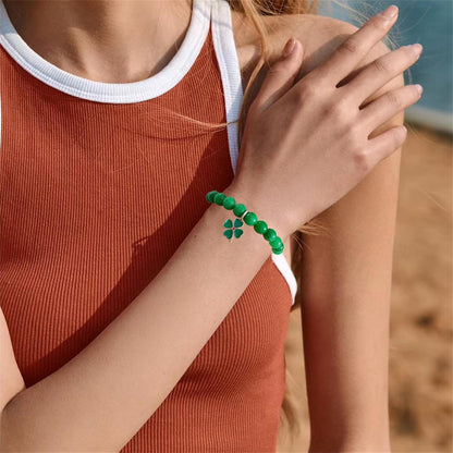 Bovemee Four-Leaf Clover Bracelet – Thoughtful Valentine's Day Gift for Her, Stretch Lucky Charm Jewelry