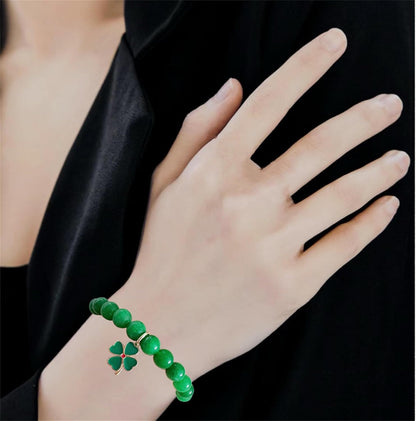 Bovemee Four-Leaf Clover Bracelet – Thoughtful Valentine's Day Gift for Her, Stretch Lucky Charm Jewelry