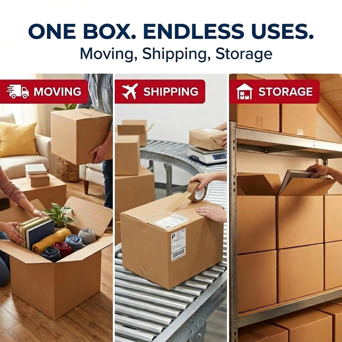 BOX USA Moving Boxes 10-Pack – Standard 18x14x12 Storage Boxes for Small Business Order Packaging