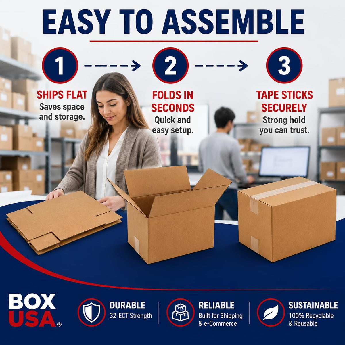 BOX USA Moving Boxes 10-Pack – Standard 18x14x12 Storage Boxes for Small Business Order Packaging