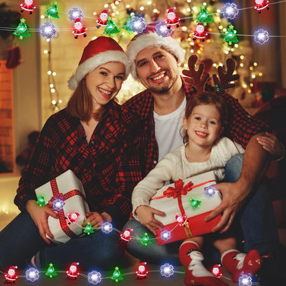 [BRAND] Christmas String Lights with Santa, Tree & Snowflake Shapes – Festive Stocking Stuffer and Holiday Gift for Women, Men, and Couples