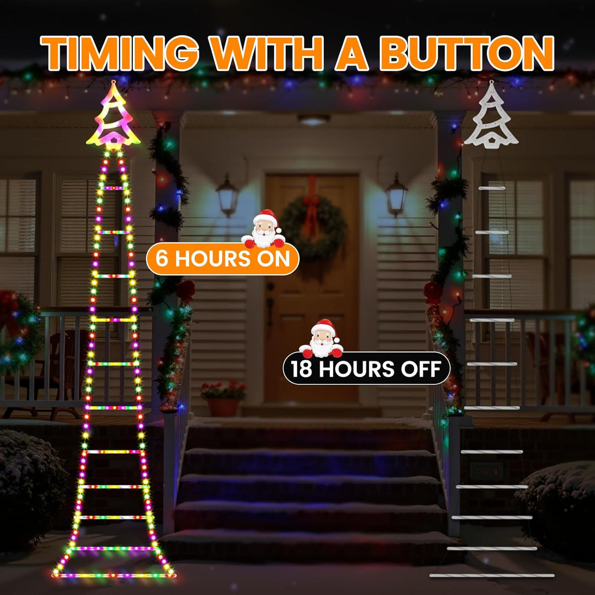 [Brand] Climbing Santa Ladder Lights for Patio and Front Porch, 248 LED Waterproof Outdoor Christmas Decor