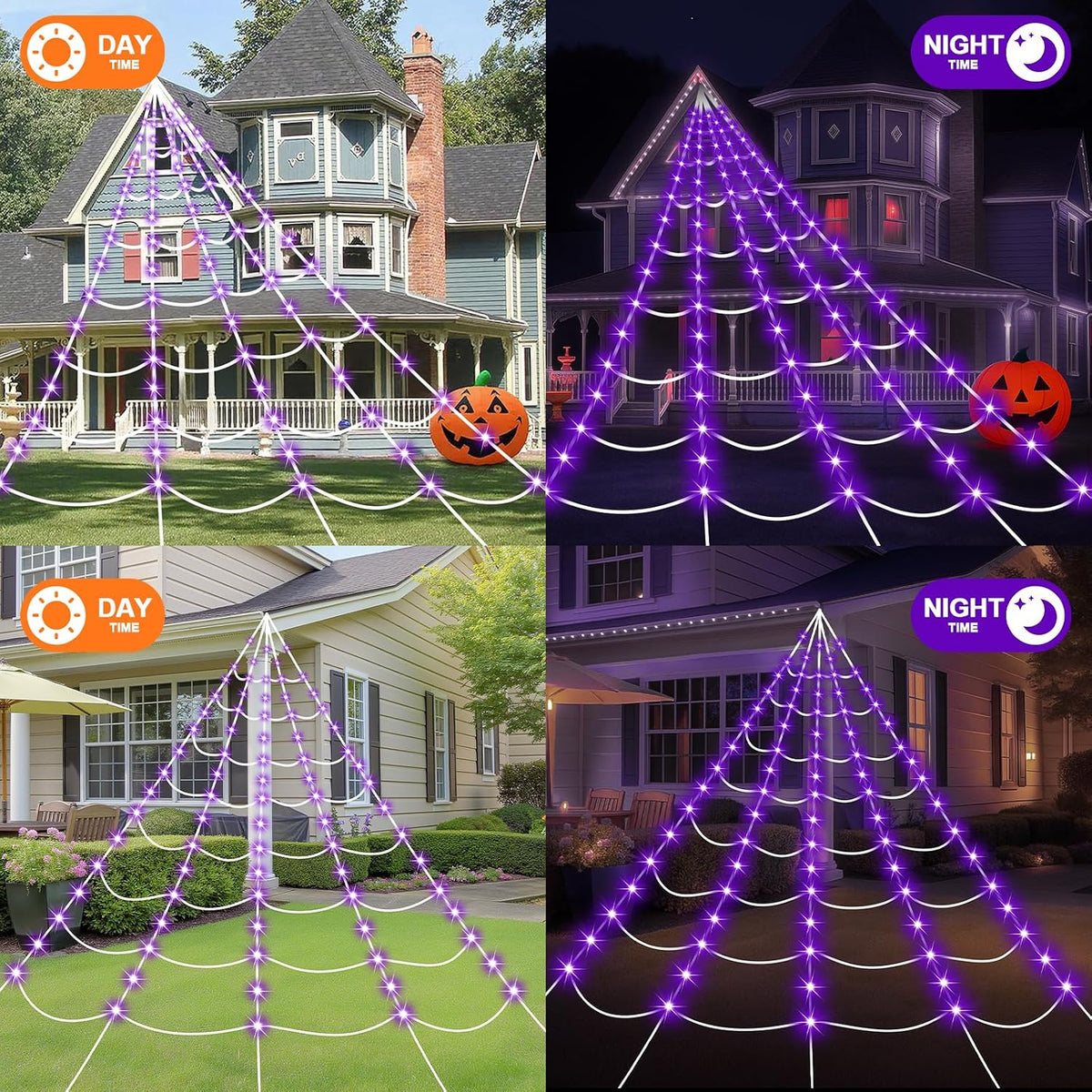 [Brand] Halloween Spider Web 16.4ft with Auto Timer – Safe, No-Flame Decor for Kids' Party and Trick-or-Treat Night